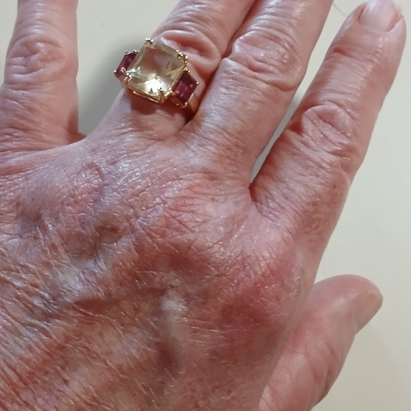 🌟14k Yellow Gold Beryl & Pink Tourmaline Ring🌟 - Picture 10 of 16